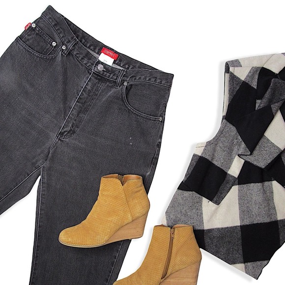 Esprit Vintage Mom Jeans Size 13/14 Size 12 Fit Washed Black High Rise Relaxed - Picture 2 of 10